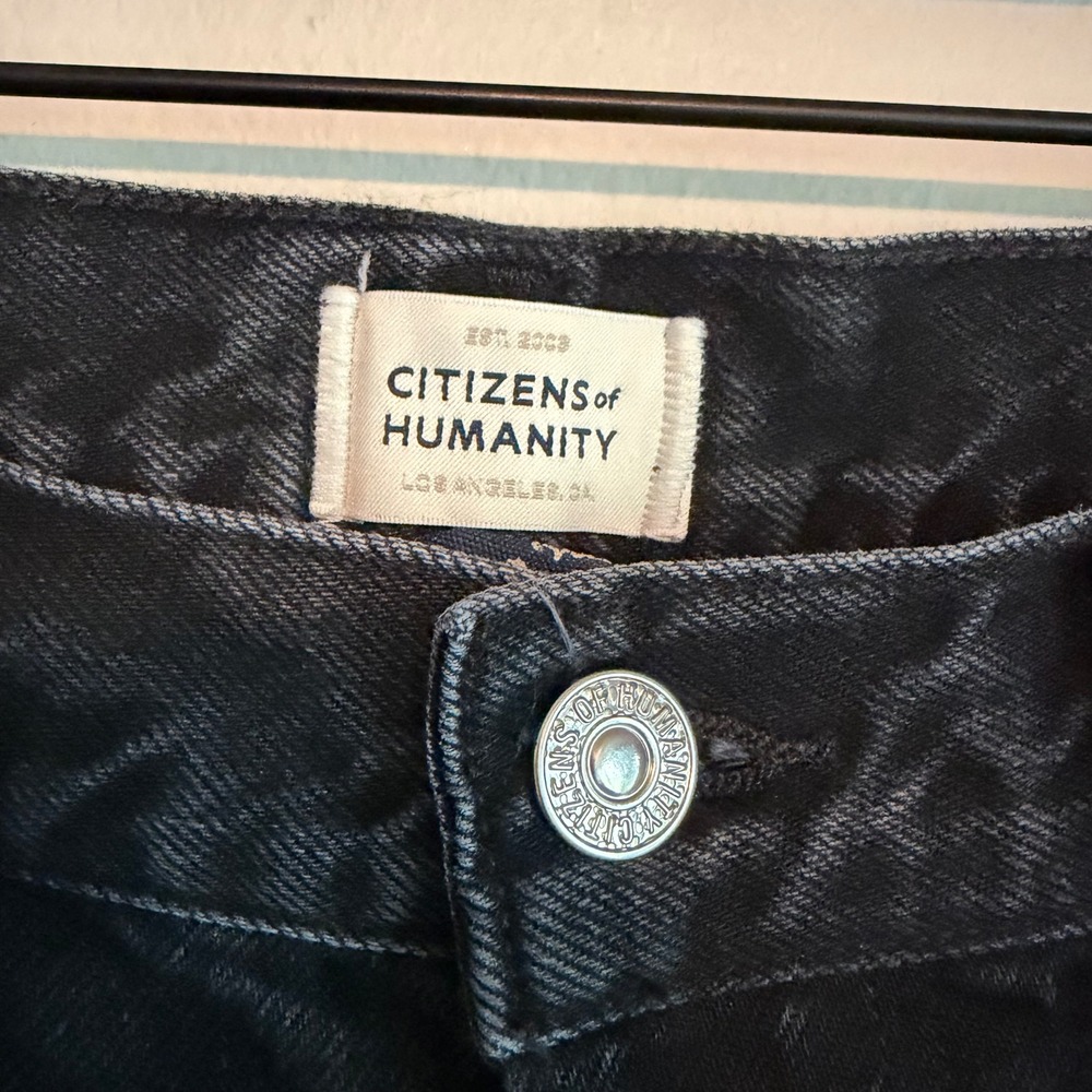 Citizens of Humanity Emery Crop jeans 27 button fly black denim casual wide leg - Picture 3 of 8